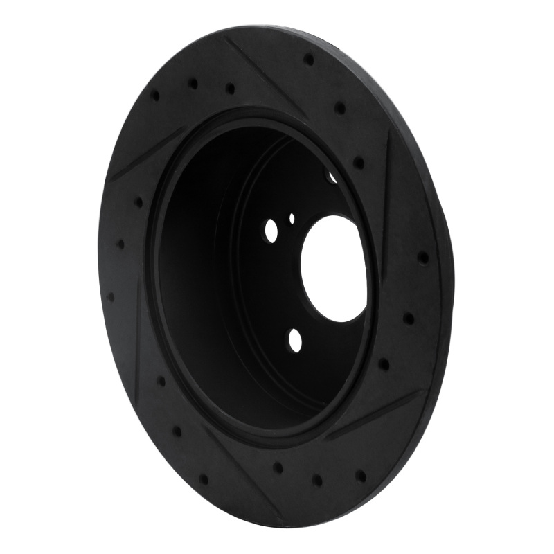 Lexus ES350 Brake Rotor (1) - Rear Left - R1 Concepts - Drilled & Slotted - Black - `07-`12